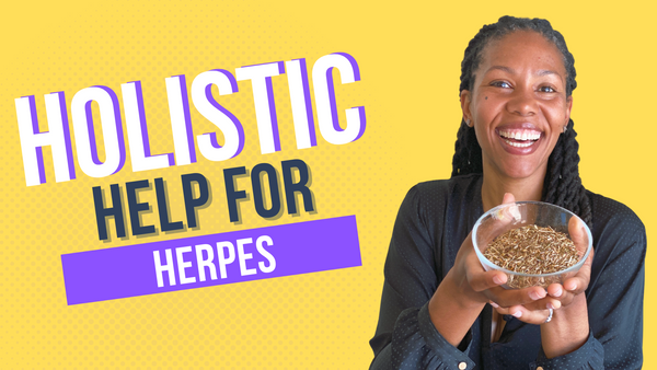 Black Woman holding herbs in bowl. Herbal Medicine Herpes Virus 1 and 2